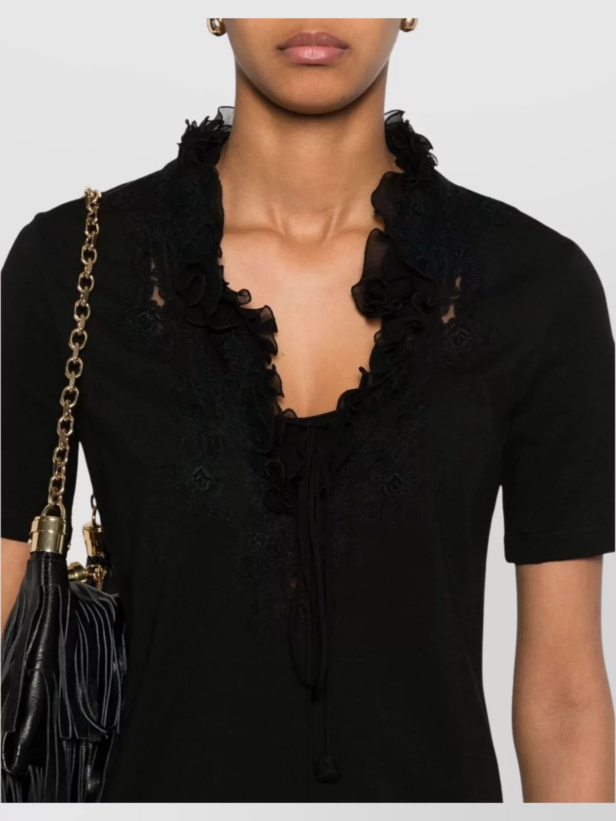 Tシャツ・カットソー Ermanno Cotton T-Shirt With Lace Detailing Ermanno Scervino Cotton t-shirt lace detail | The Fashion Square