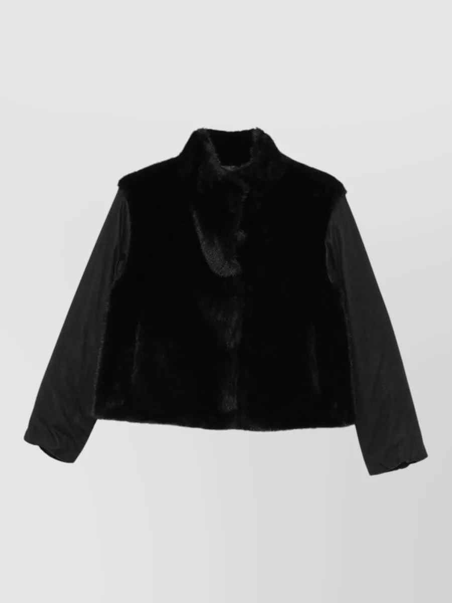 Herno silk cashmere faux fur puffer jacket