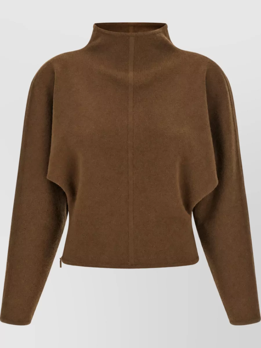 Max Mara Cashmere Wool High Neck Cropped Sweater