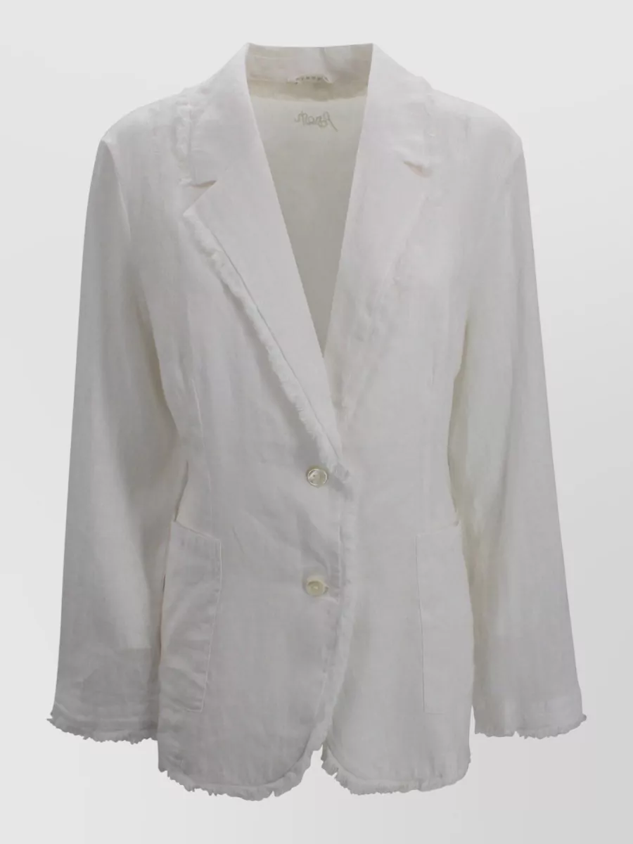 P.a.r.o.s.h Tailored Blazer Frayed Edges Front Pockets Lapel In White