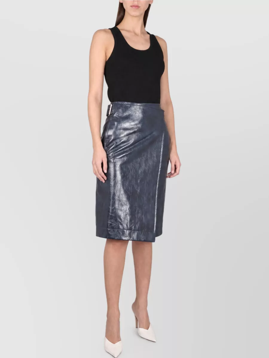 Bottega Veneta Leather Midi Wrap Skirt