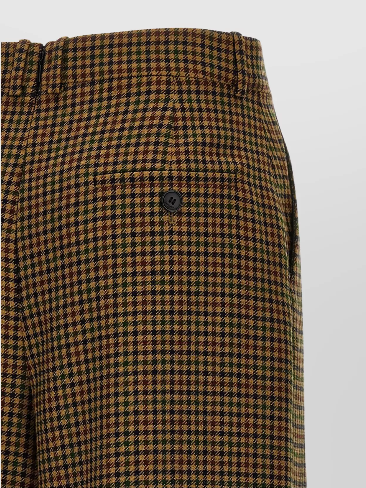 Saint Laurent Houndstooth Pattern Trousers With Belt Loops In Brown
