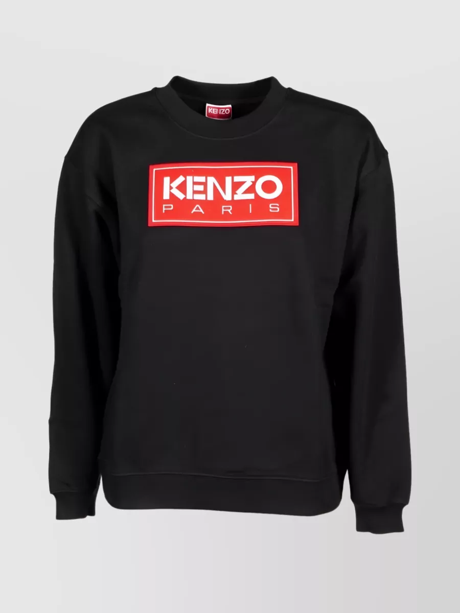 Shop Kenzo Bold Logo Patch Crew-neck Sweatshirt In Black