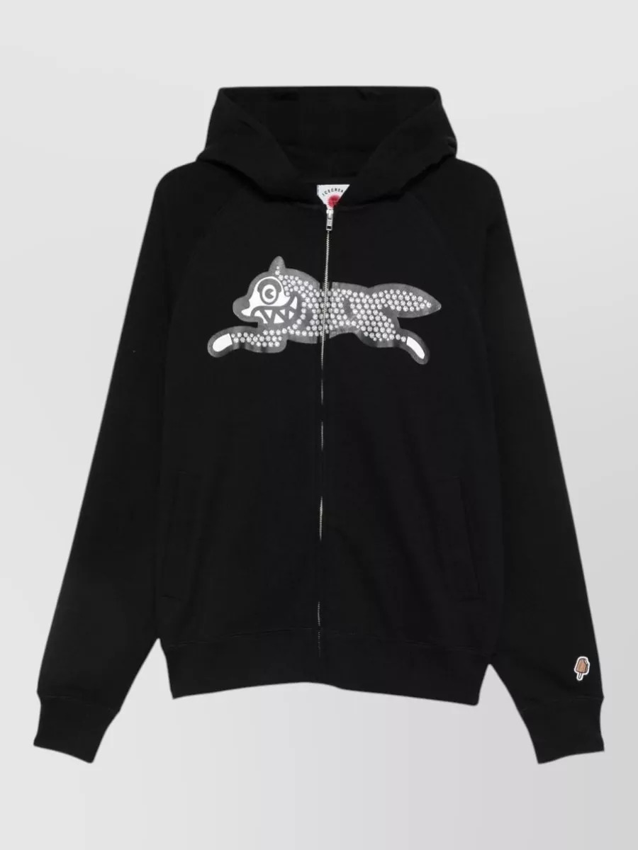 Icecream cotton rhinestone-embellished hooded jacket