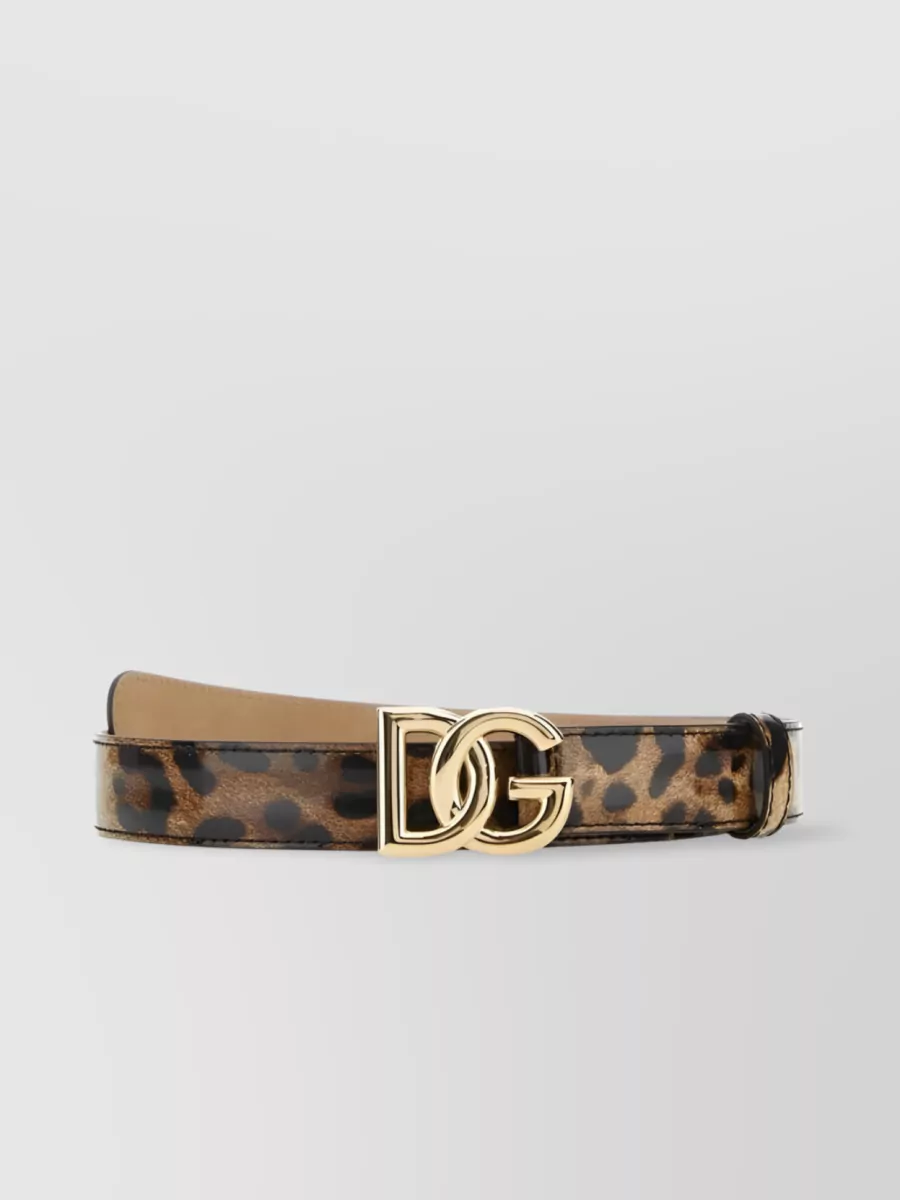 Shop Dolce & Gabbana Kim Dolce&gabbana Leopard-print Logo Belt In Brown