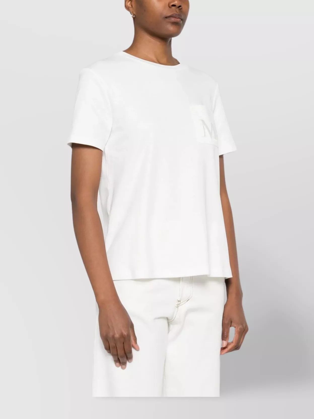 S Max Mara Cotton Crew Neck Top With Chest Pocket