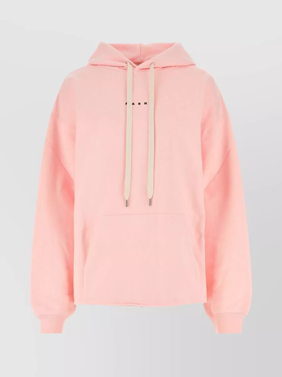 Shop Marni Cotton Hooded Sweatshirt With Front Pocket In Pastel