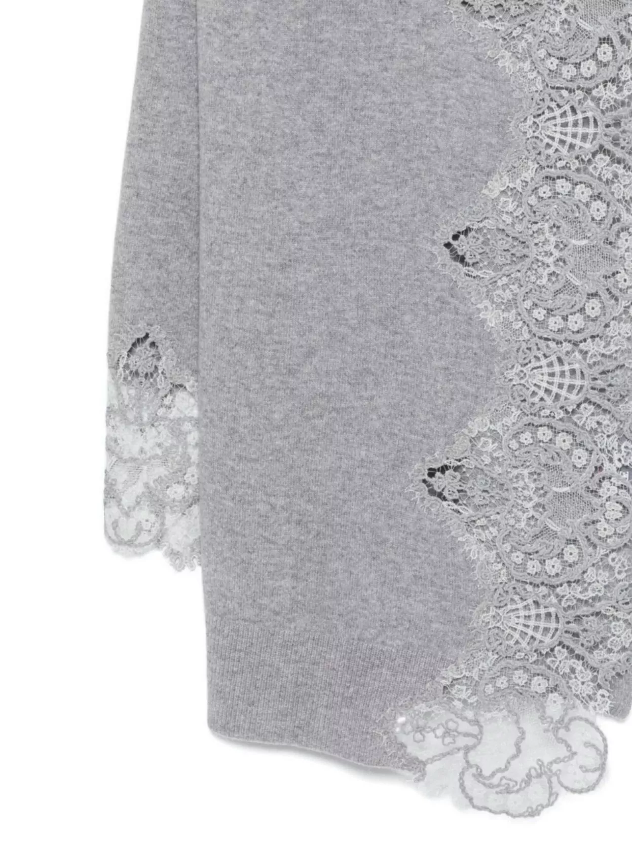 Ermanno Scervino Cashmere Scarf Featuring Lace Trim