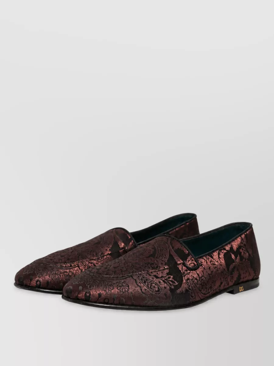 Dolce&Gabbana Leather Jacquard Slippers