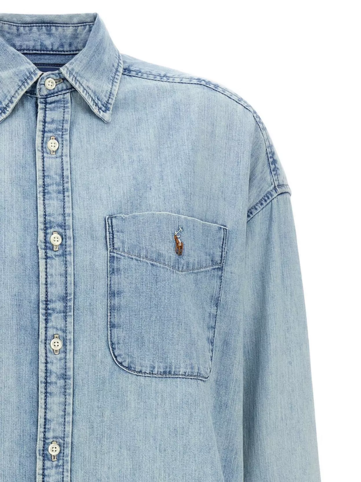 Shop Polo Ralph Lauren Denim Shirt With Long Sleeves And Chest Pocket