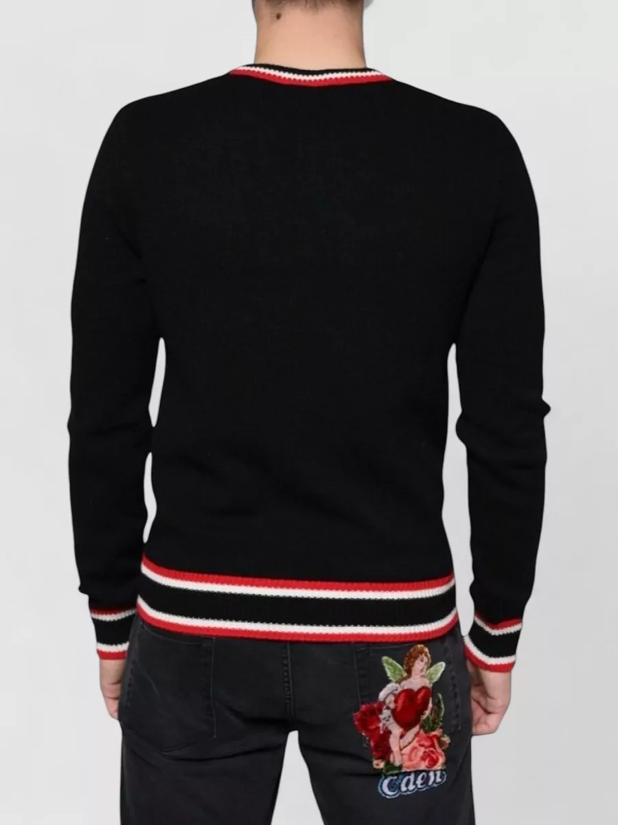 Dolce&Gabbana Cashmere Crew Neck Striped Sweater