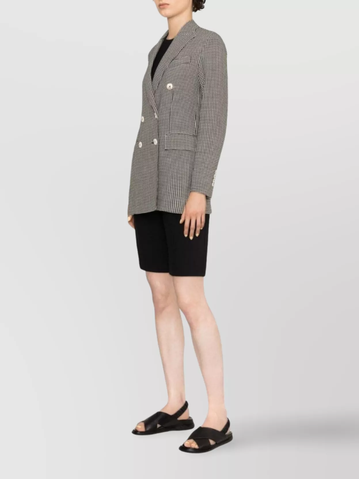 Circolo 1901 Houndstooth Wool Blend Longline Jacket