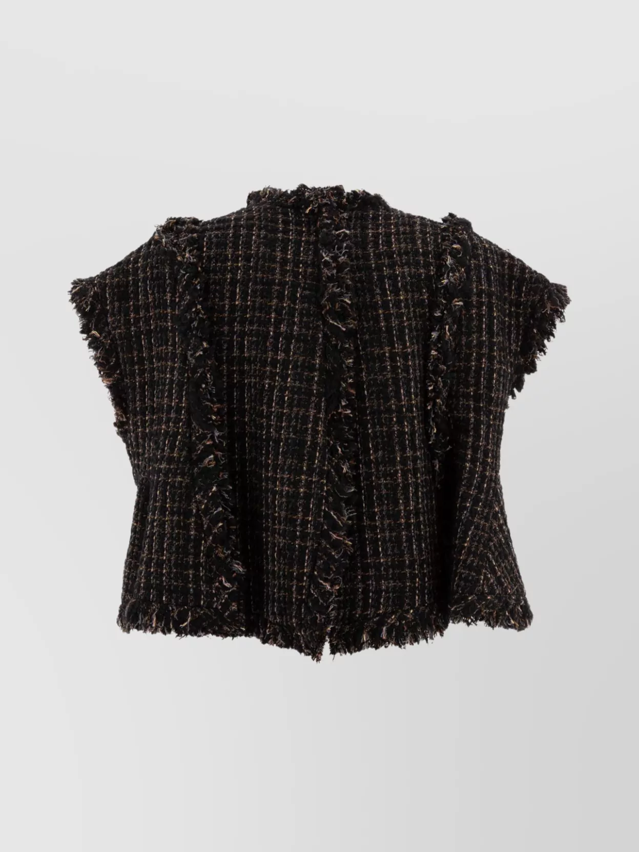 Sacai Frayed Edges Tweed Knit Vest