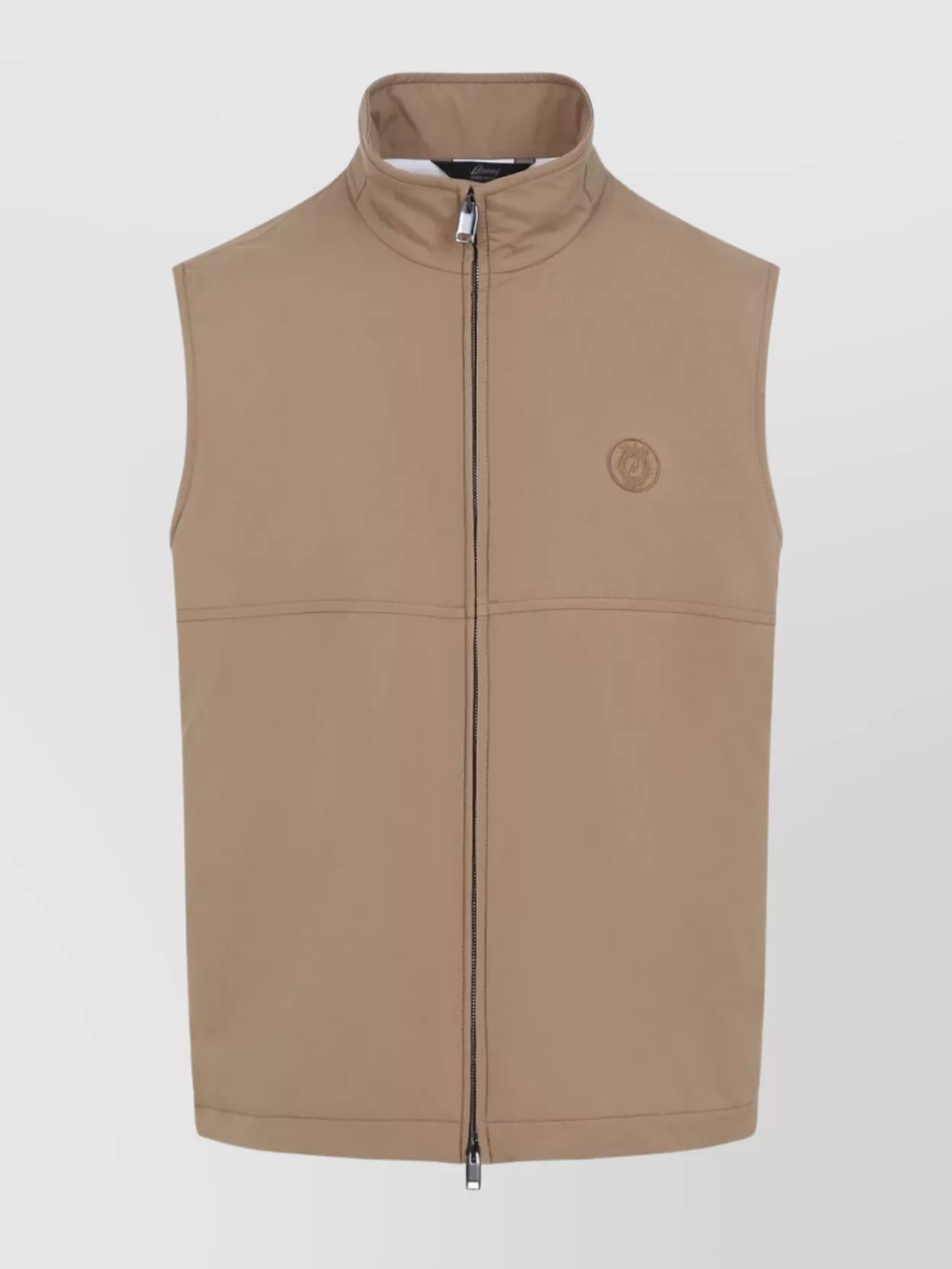 Brioni Logo Zip-up Gilet In Brown