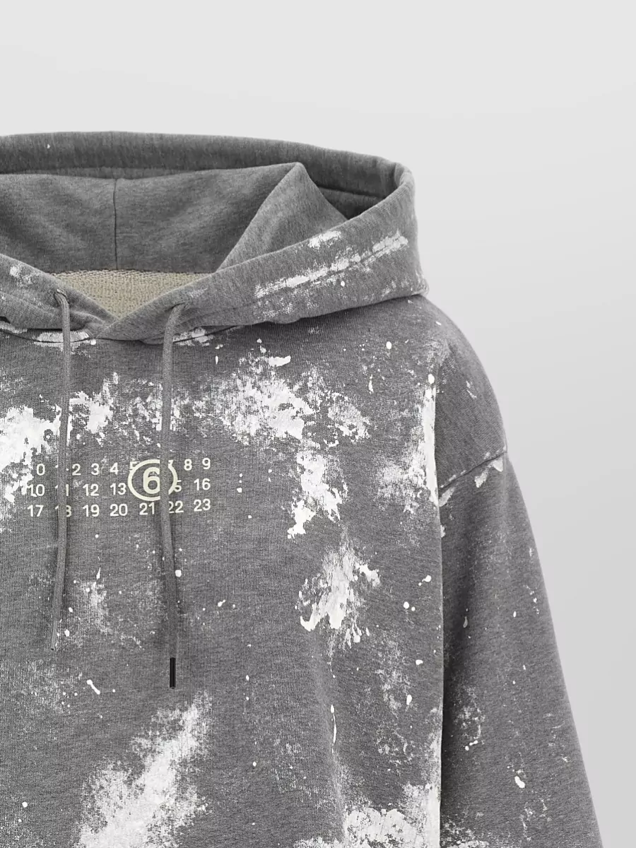 Mm6 Maison Margiela Cropped Printed Cotton Hoodie