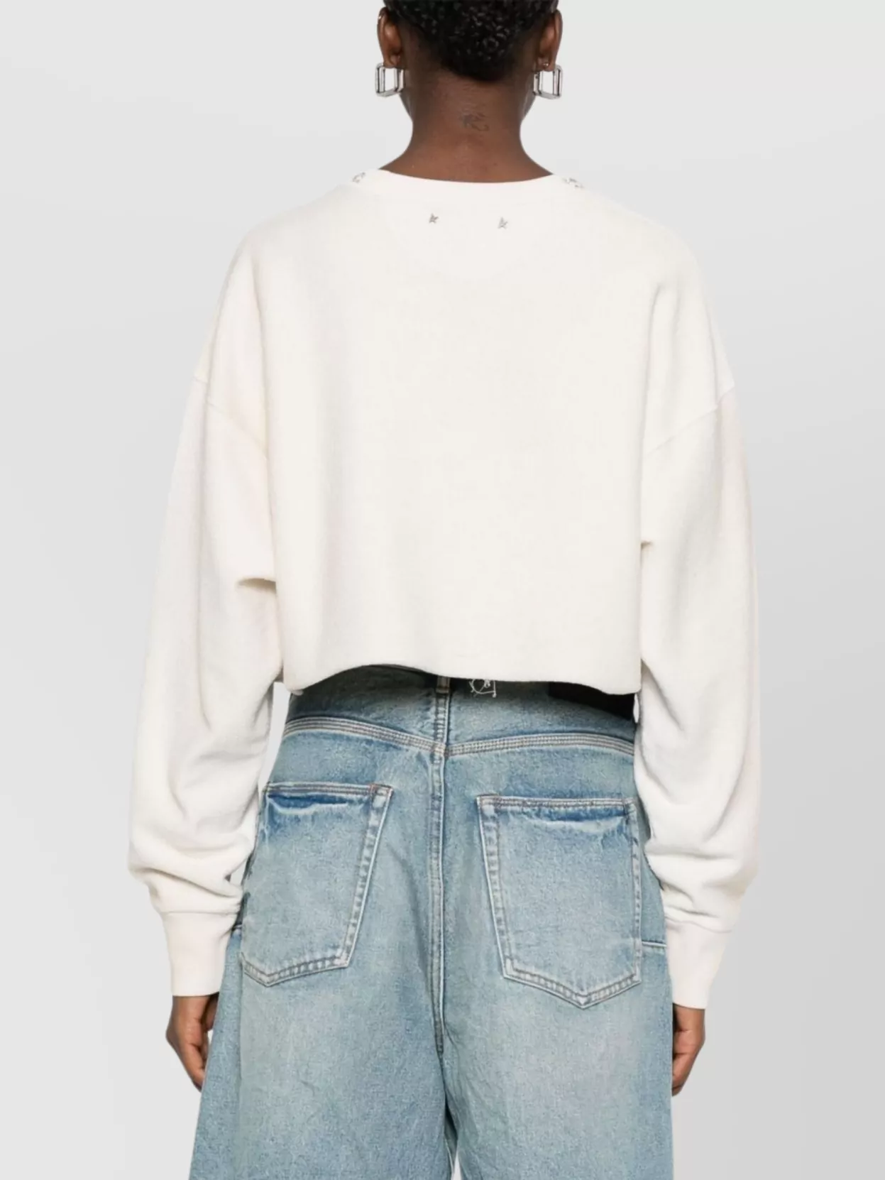 Golden Goose Embellished Neckline Cropped Cotton Sweatshirt
