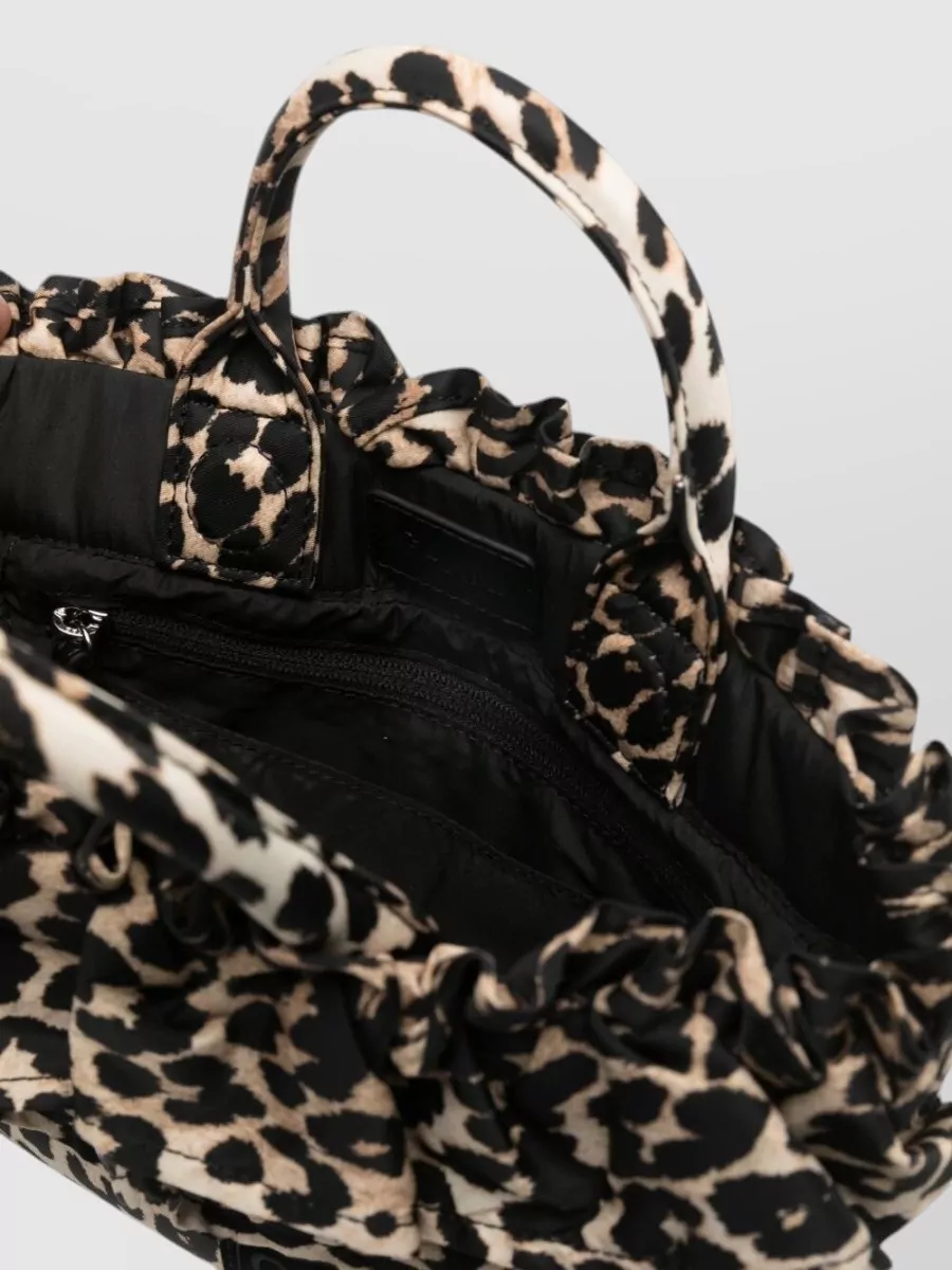Ganni Mini Hobo Mini Recycled Nylon Leopard-Print Tote Bag