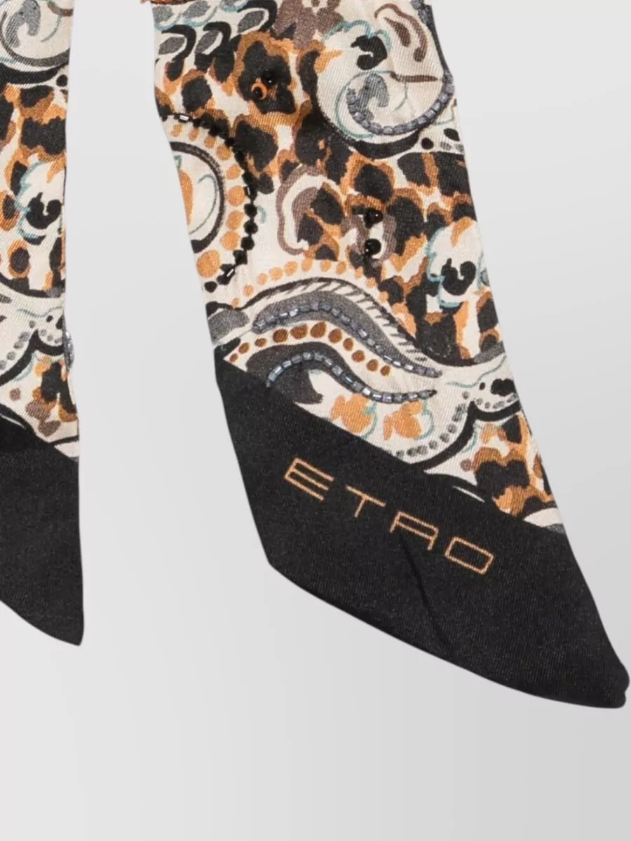 Etro Silk Printed Sequin-Embellished Foulard