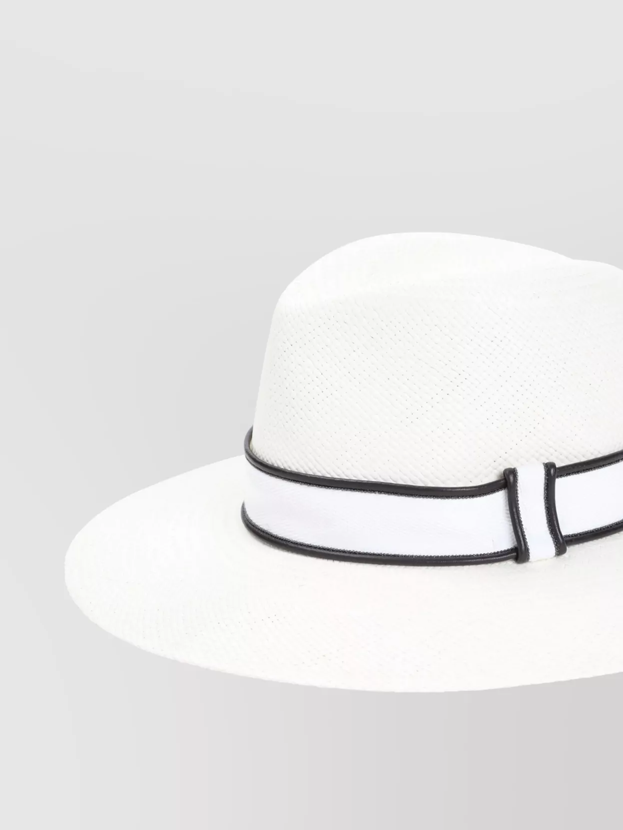 Brunello Cucinelli Natural Straw Fedora Hat With Wide Brim