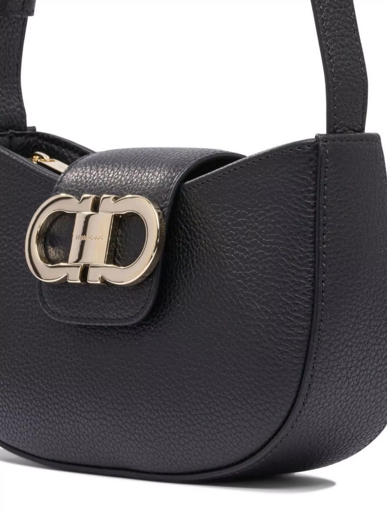 Ferragamo Gabry Black Calf Leather Shoulder Bag