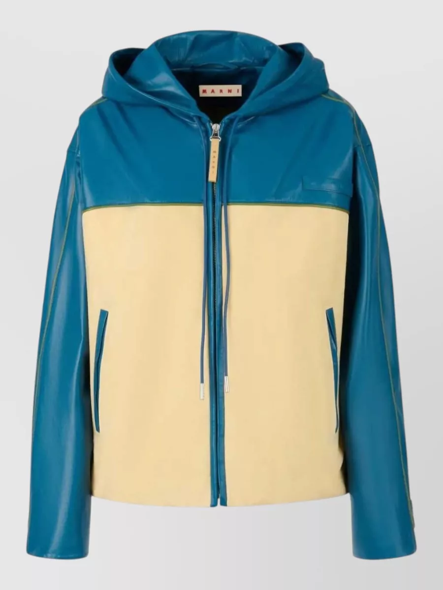Marni leather hooded jacket