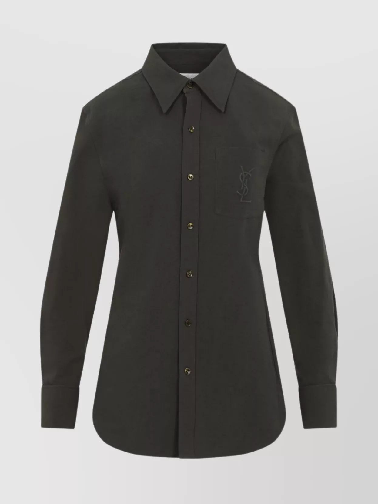 Saint Laurent Logo Embroidered Long-sleeved Shirt