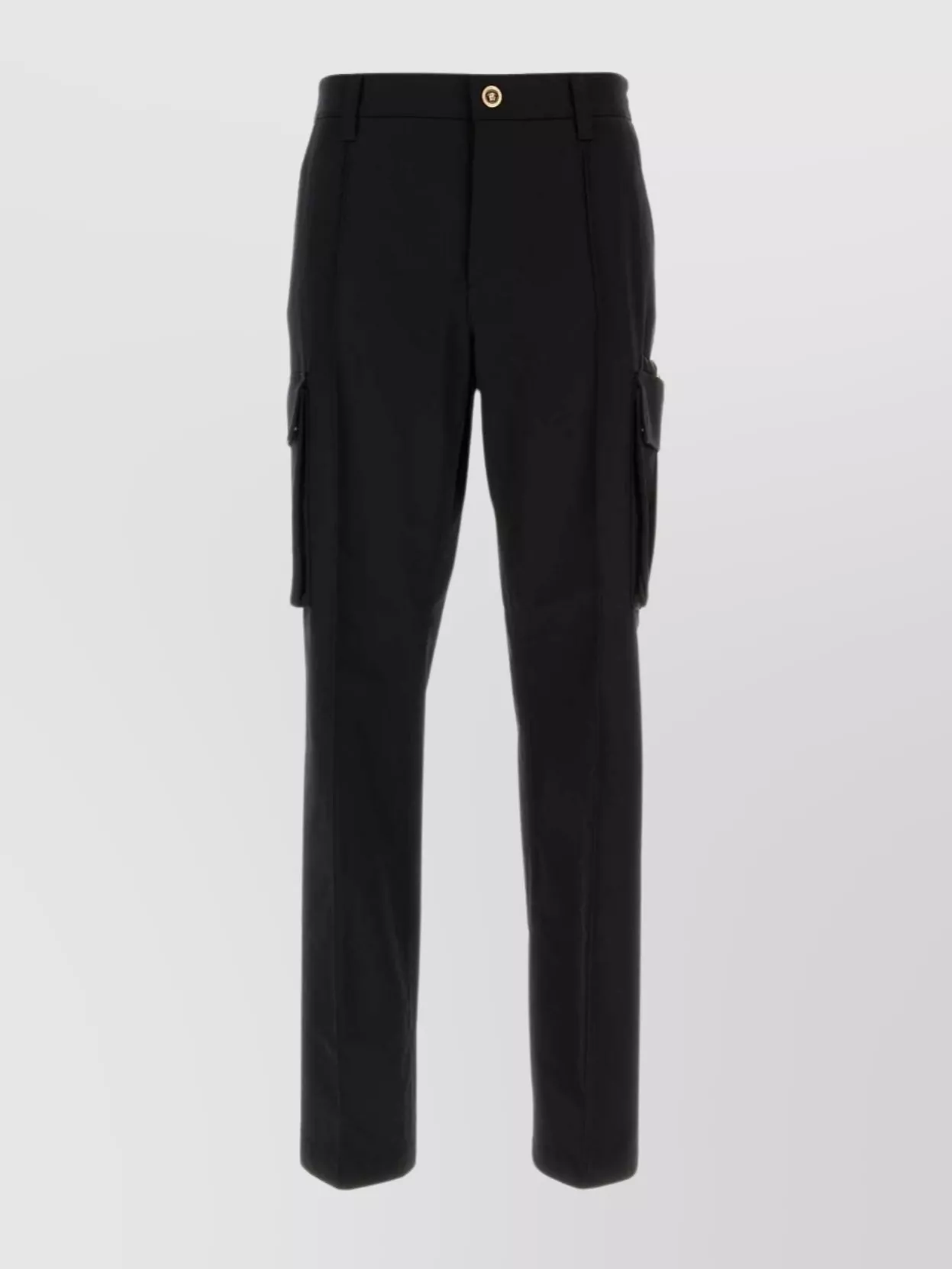 Shop Versace Elastic Waistband Cargo Trousers In Black
