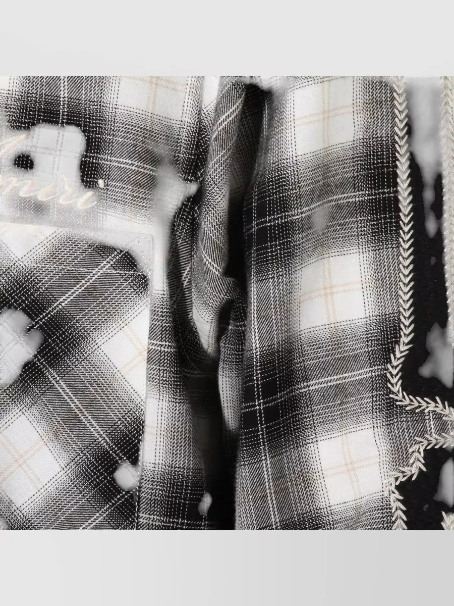 Amiri Button Down Shirt Chest Pockets Frayed Hem