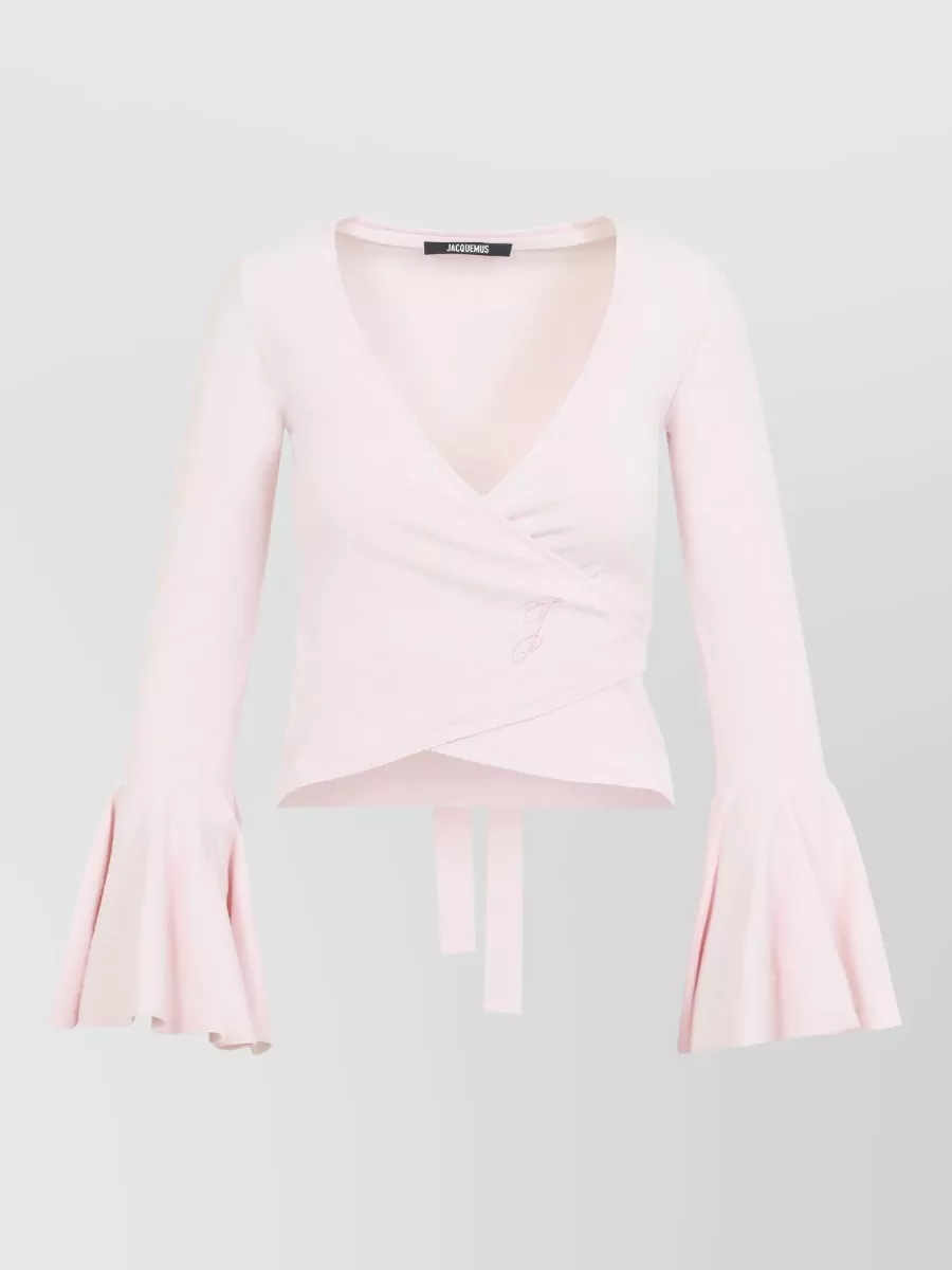 Jacquemus Fine-Knit V-Neck Wrap Blouse