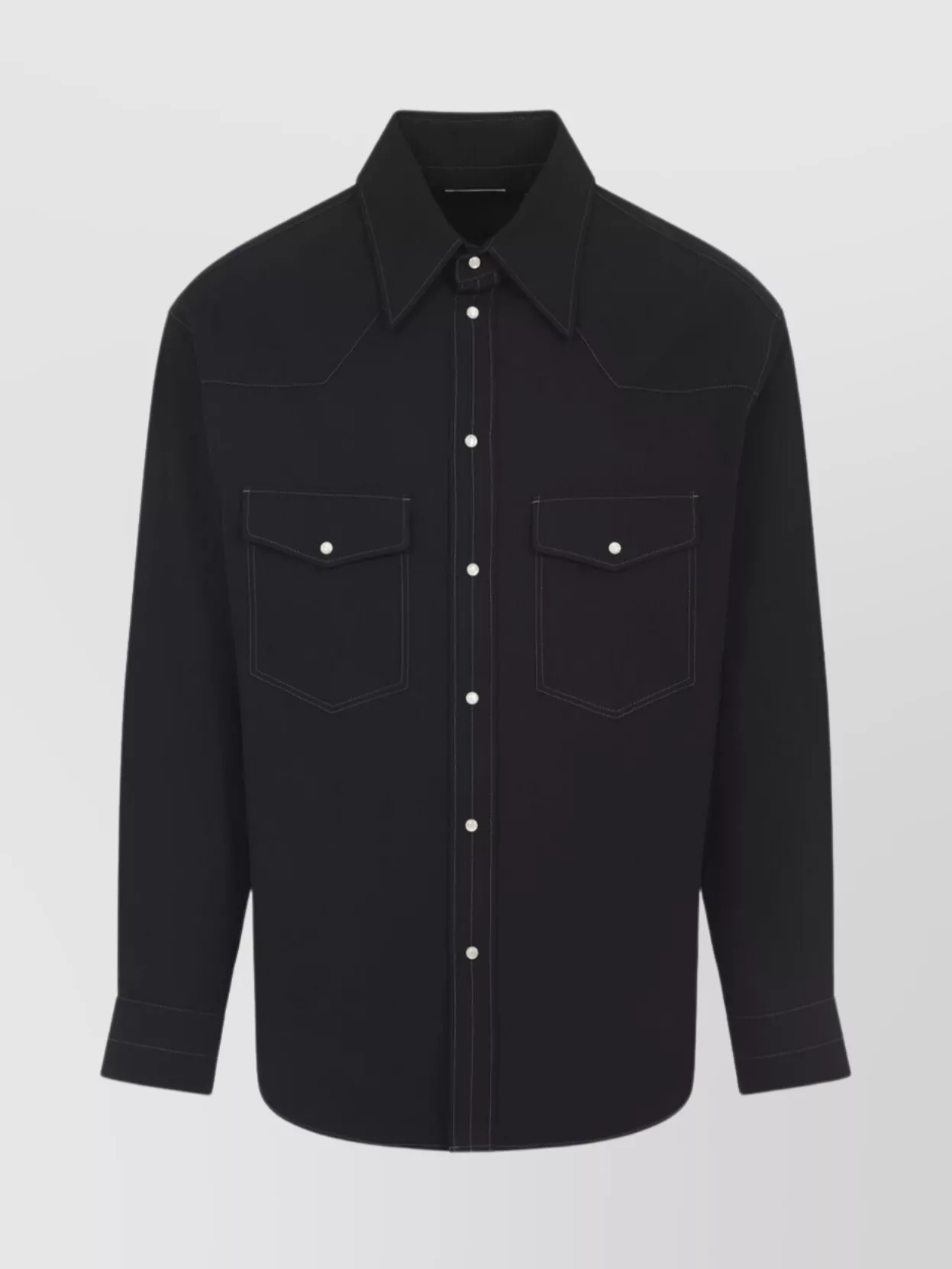 Lemaire Western Shirt With Pointed Collar And Pockets In Black