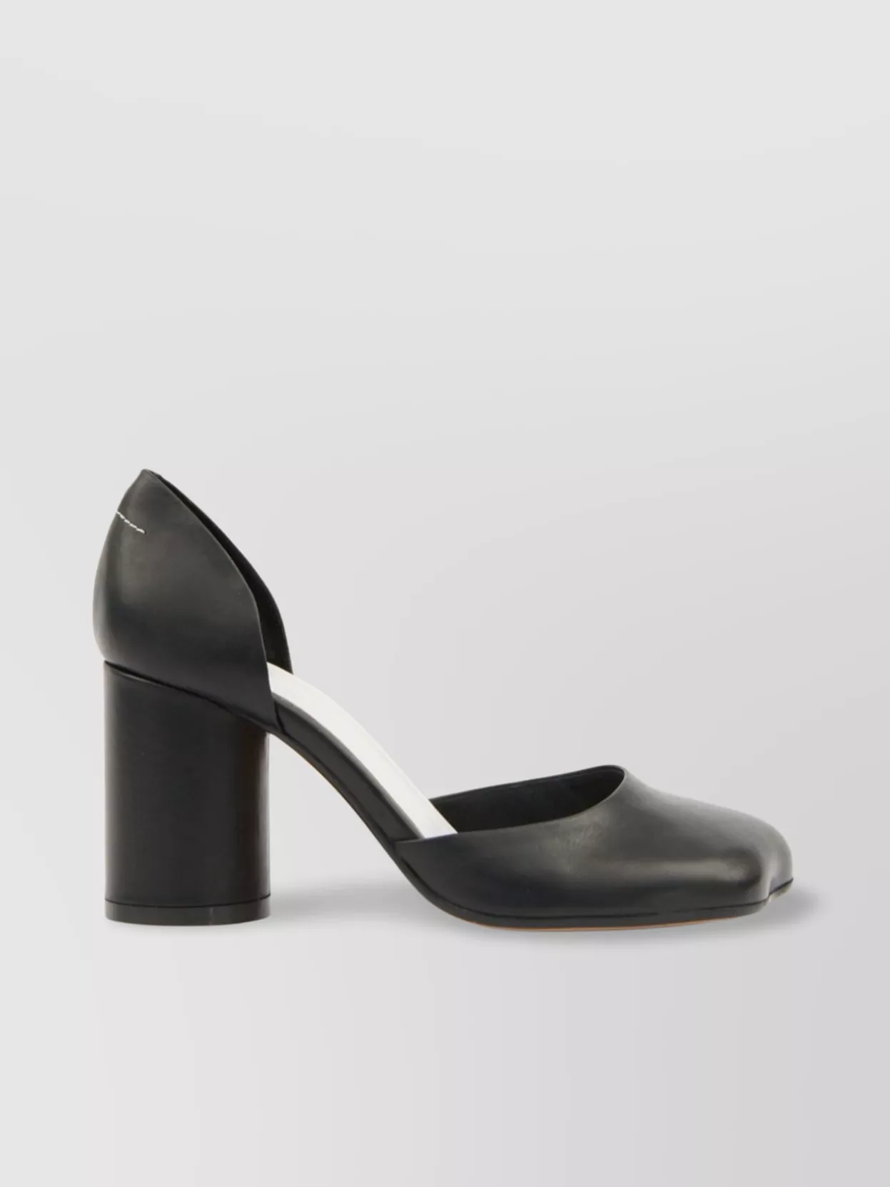 Mm6 Maison Margiela Leather Block Heel Pumps With Asymmetric Toe