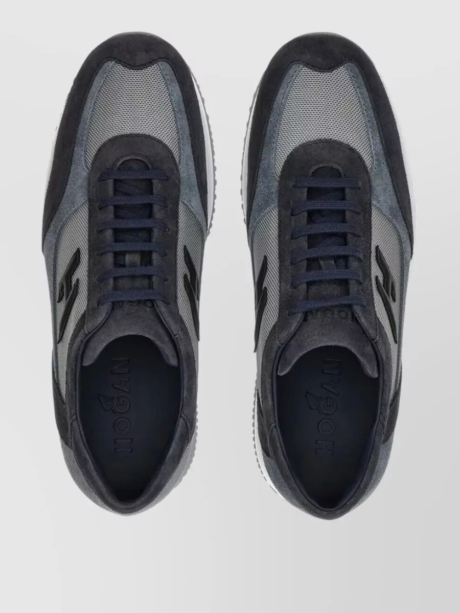 Hogan Suede Leather Sneakers Mesh Panels Rubber Sole