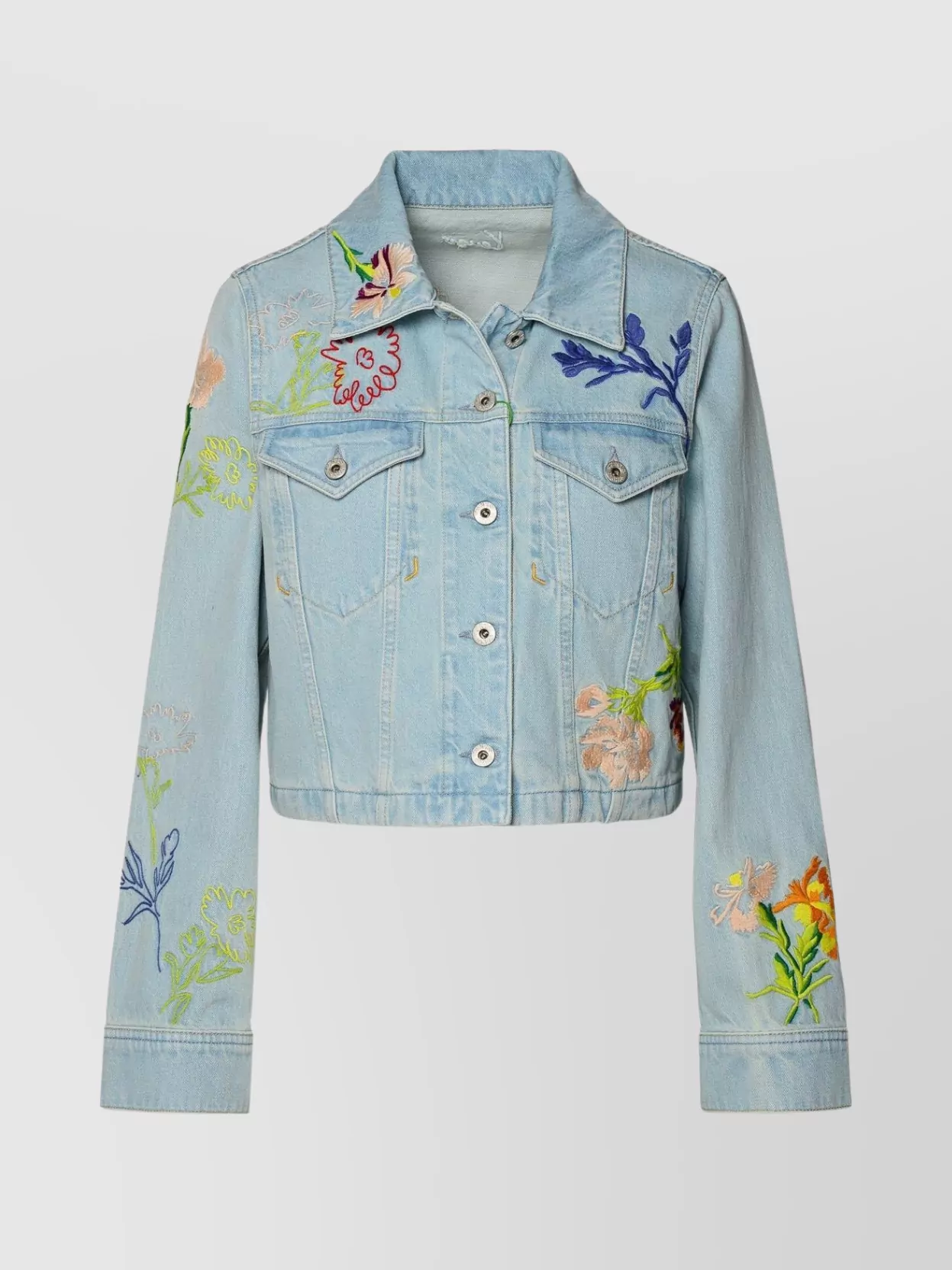 Shop Kenzo Cotton Jacket Floral Embroidery