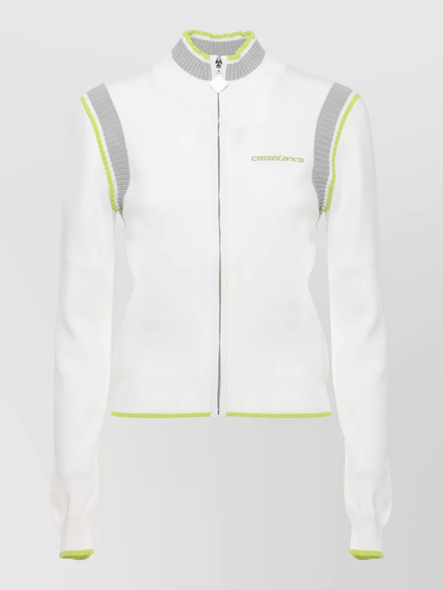 Casablanca Ribbed Zip Up High Neck Jacket