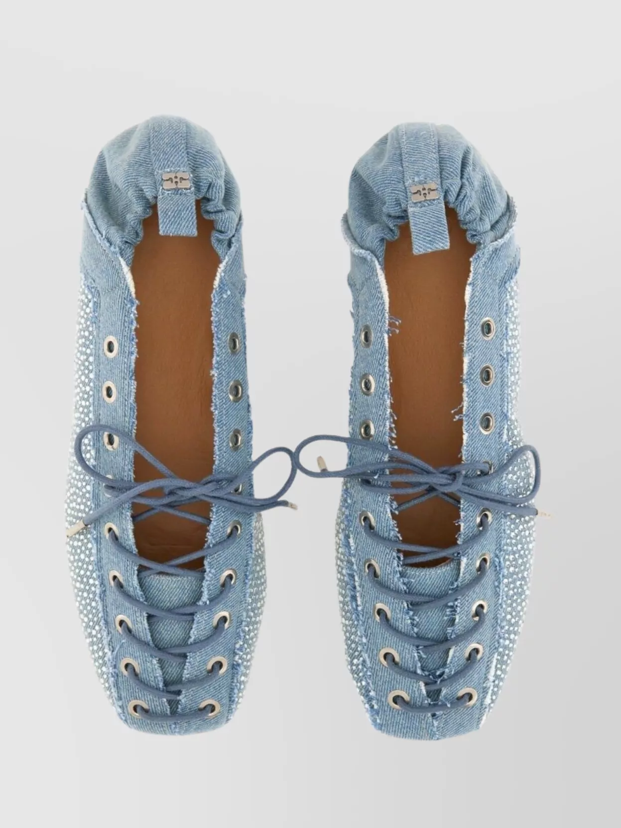 Ganni Eyelet Lace-up Round Toe Ballerina
