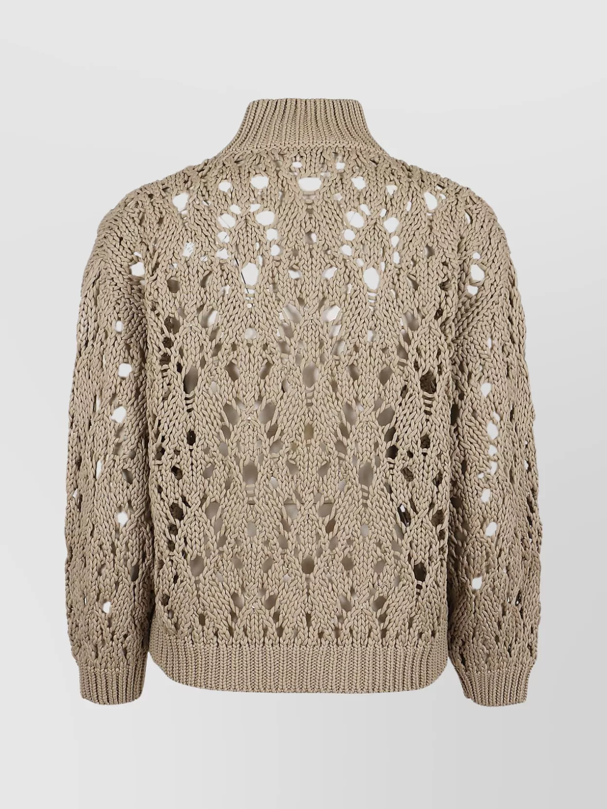 Shop Brunello Cucinelli Zippered Cardigan With Crochet Knit Pattern