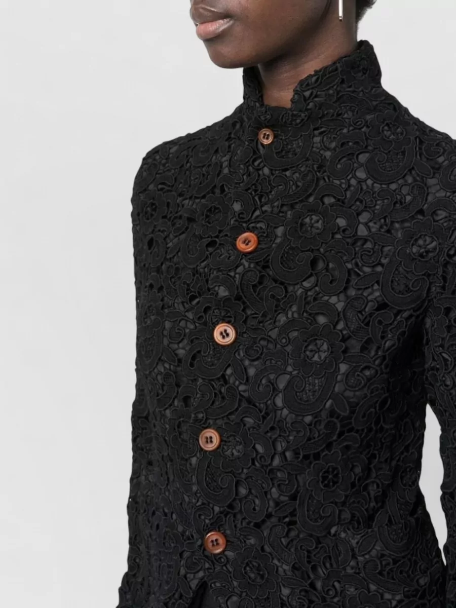 Comme Comme Floral-Embroidered Single-Breasted Jacket