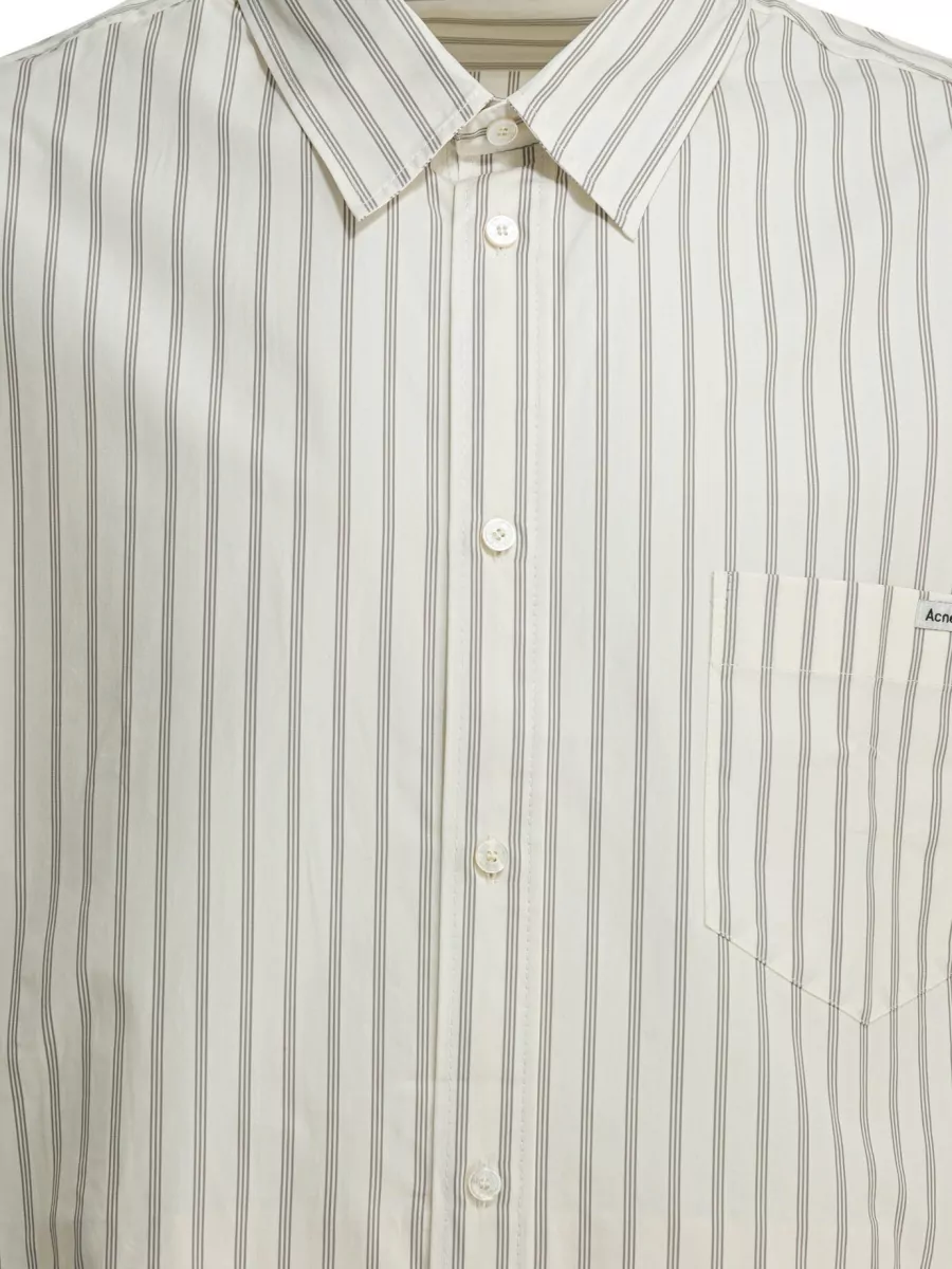 Acne Studios Longline Striped Shirt Button Down Collar Pocket