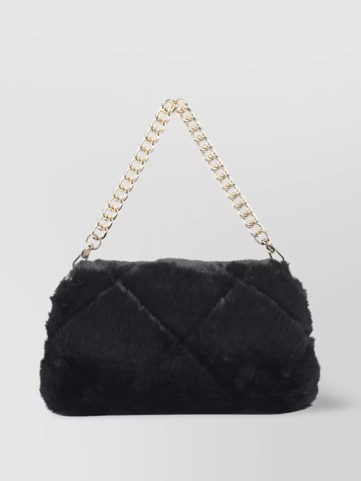 Liu •jo Fur Quilted Rectangular Chain Strap Bag In Black