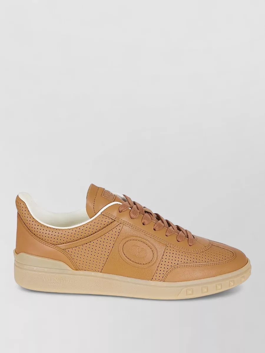 Valentino Garavani Calf Leather Perforated Low-Top Sneakers