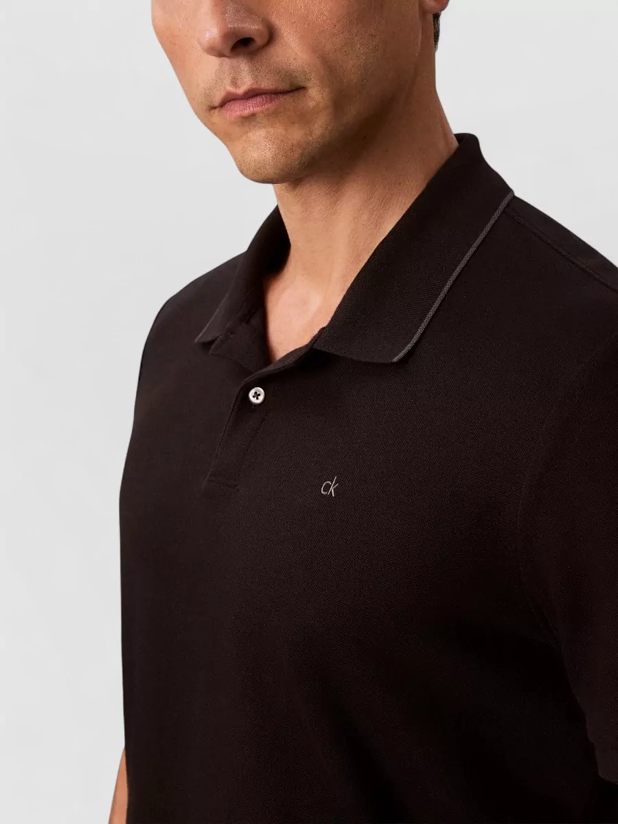 Calvin Klein Short Sleeve Pique Polo Straight Fit Collar
