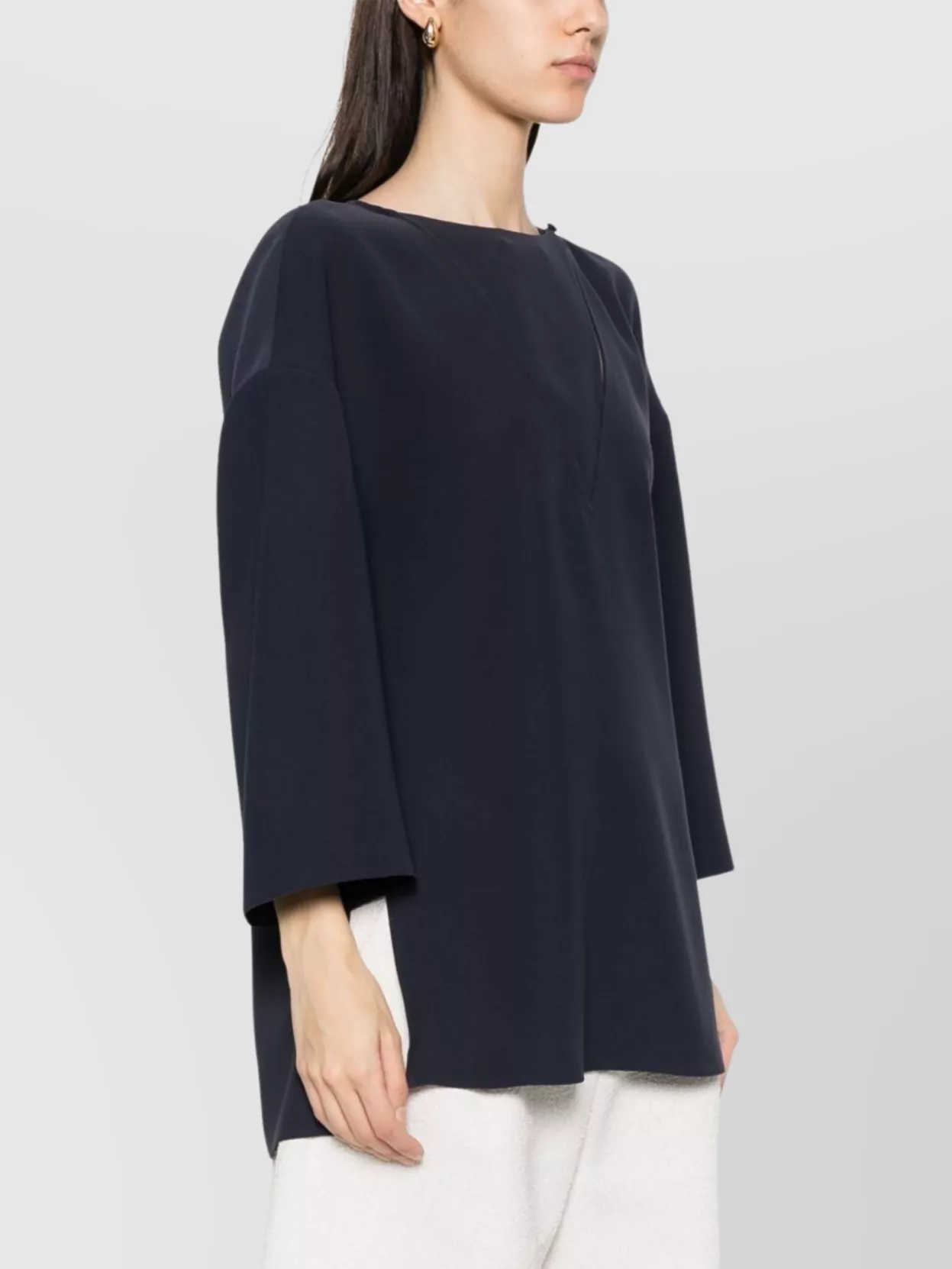 EMPORIO ARMANI ASYMMETRIC DETAIL DROP SHOULDER LONG SLEEVES 