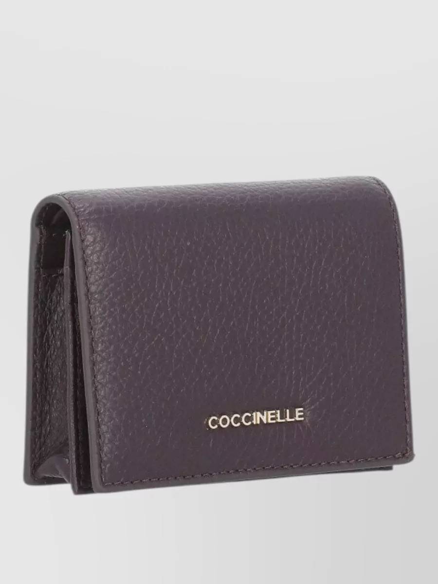 Coccinelle Pebbled Leather Compact Wallet Cardholder