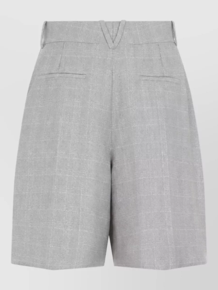 Bottega Veneta Checked High-Rise Pleated Bermuda Shorts