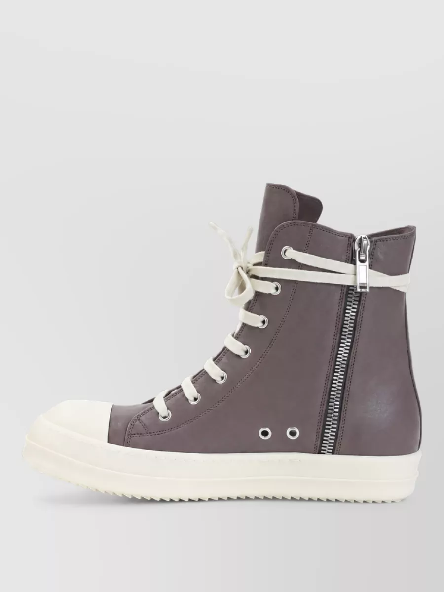 Rick Owens Leather High-Top Sneakers