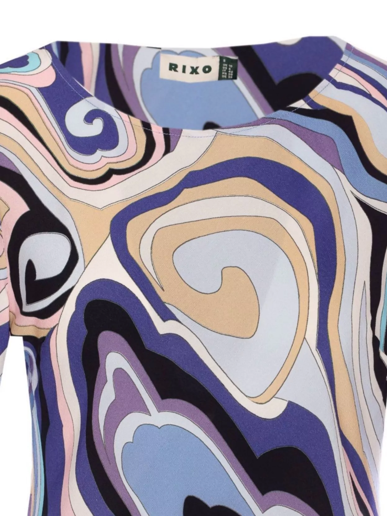 RIXO LONDON KNEE LENGTH ABSTRACT PATTERN PRINTED DRESS