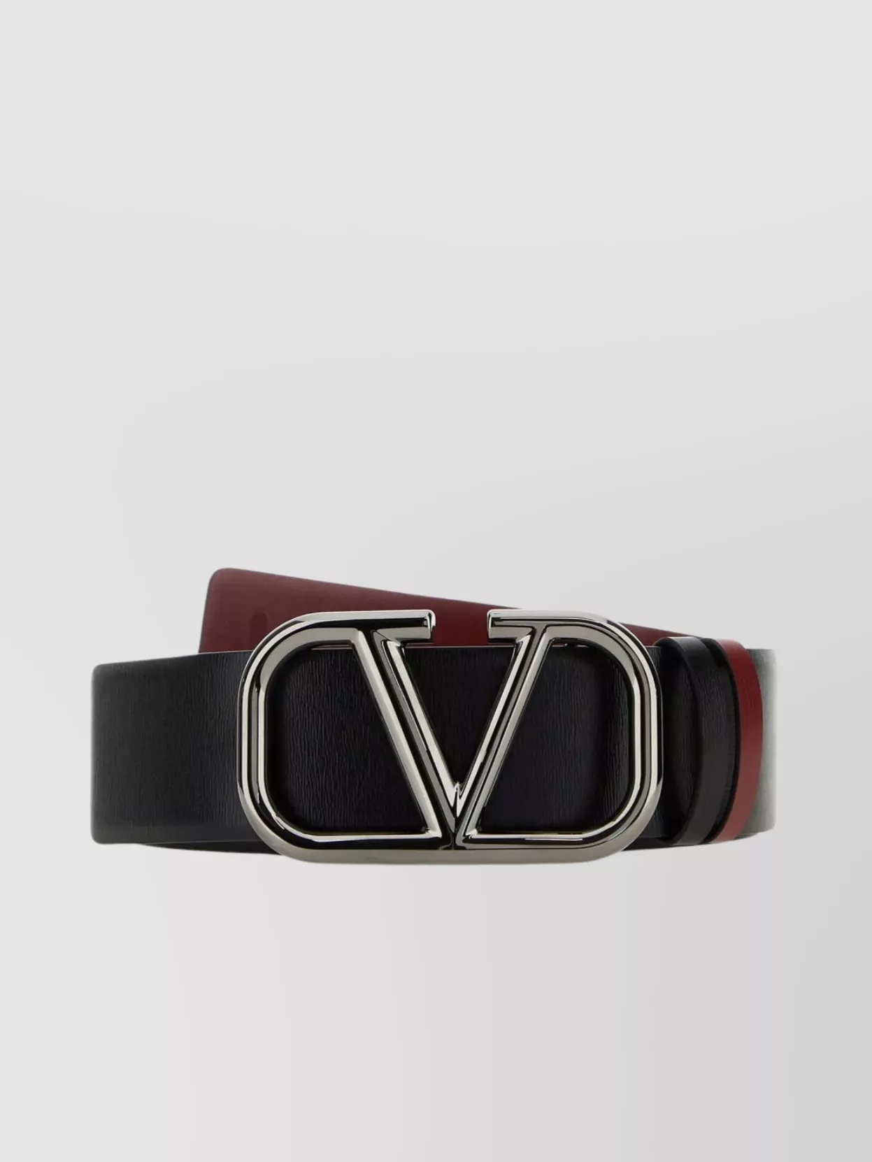 Shop Valentino Reversible Leather Signature Belt In Black