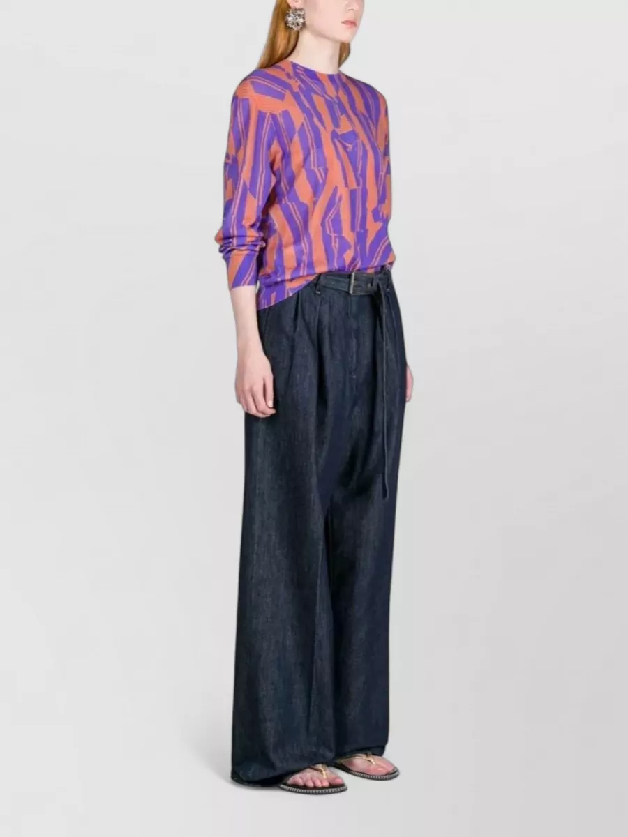 Dries Van Noten Denim Pleated Wide-Leg Trousers