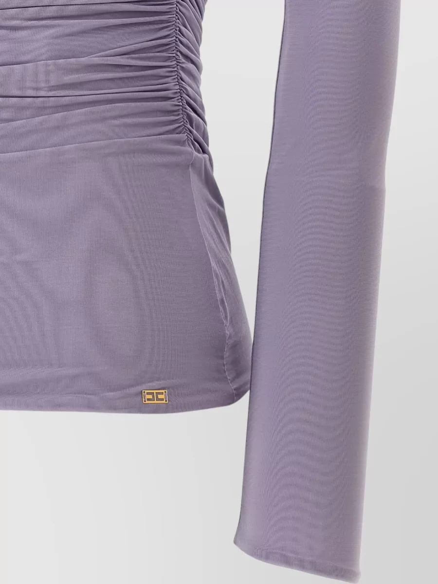 Elisabetta Franchi One Shoulder Ruched Long Sleeve Top