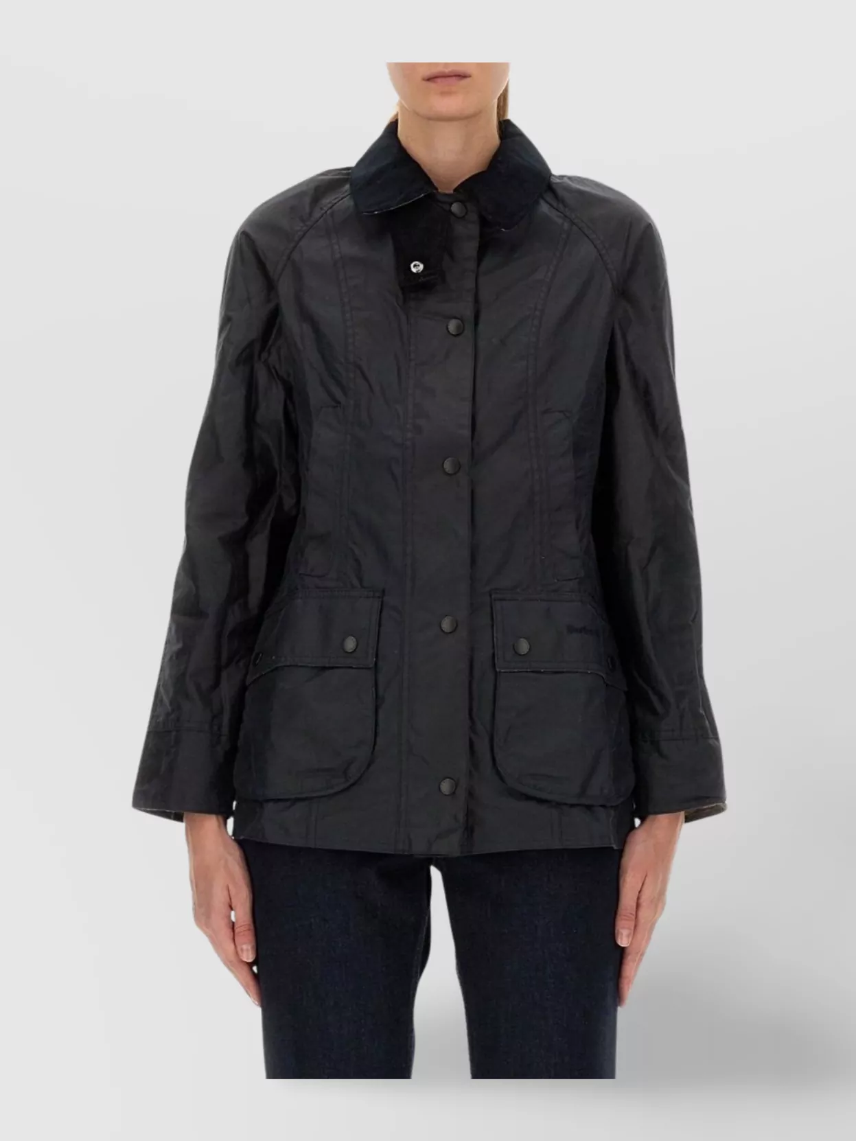 Barbour Collared Long Sleeve Coat And Pockets